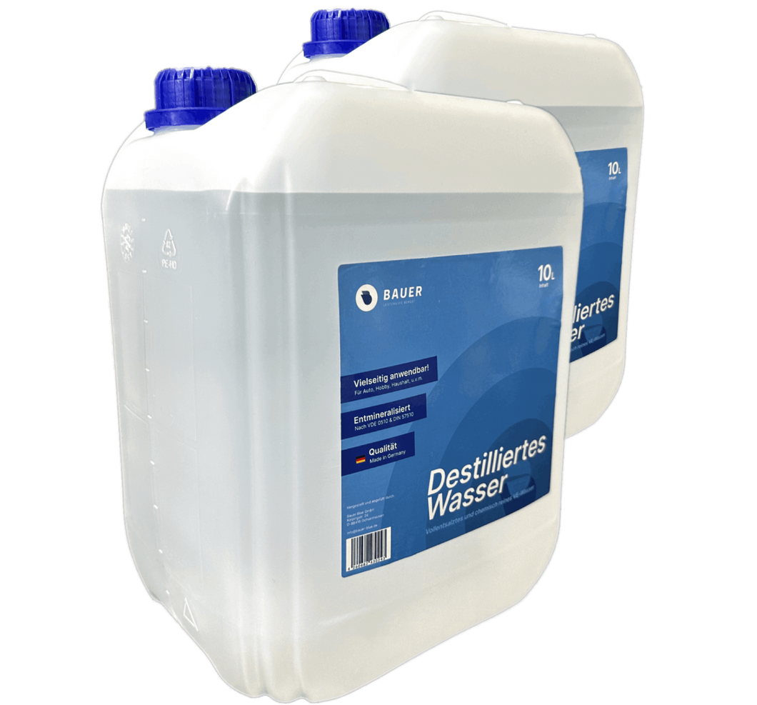 Bauer Blue - Destilliertes / Demineralisiertes Wasser - Kanister - Demineralisiert nach VDE 0510 & DIN57510