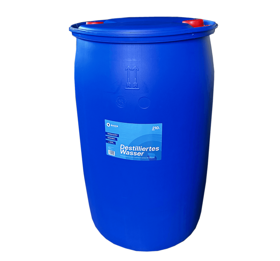 Bauer Blue - Destilliertes / Demineralisiertes Wasser - 210L Kunststoff-Fass - Demineralisiert nach VDE 0510 & DIN57510