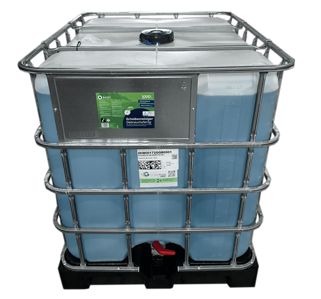 Bauer Blue - Window cleaner 1,000L IBC container ready to use - apple scent - deposit-free 
