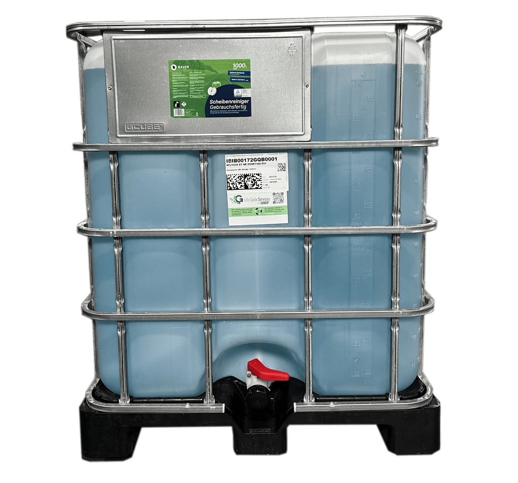 Bauer Blue - Window cleaner 1,000L IBC container ready to use - apple scent - deposit-free 