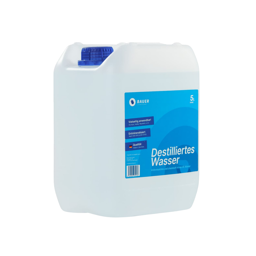 Bauer Blue - Destilliertes / Demineralisiertes Wasser - Kanister - Demineralisiert nach VDE 0510 & DIN57510