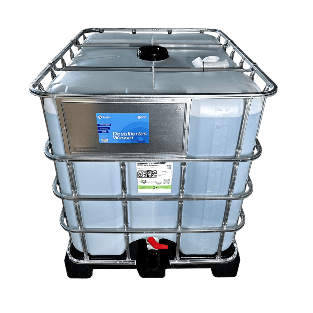 Bauer Blue - Destilliertes / Demineralisiertes Wasser - 1.000L IBC Container - pfandfrei - Demineralisiert nach VDE 0510 & DIN57510