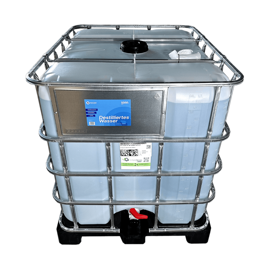 Bauer Blue - Destilliertes / Demineralisiertes Wasser - 1.000L IBC Container - pfandfrei - Demineralisiert nach VDE 0510 & DIN57510