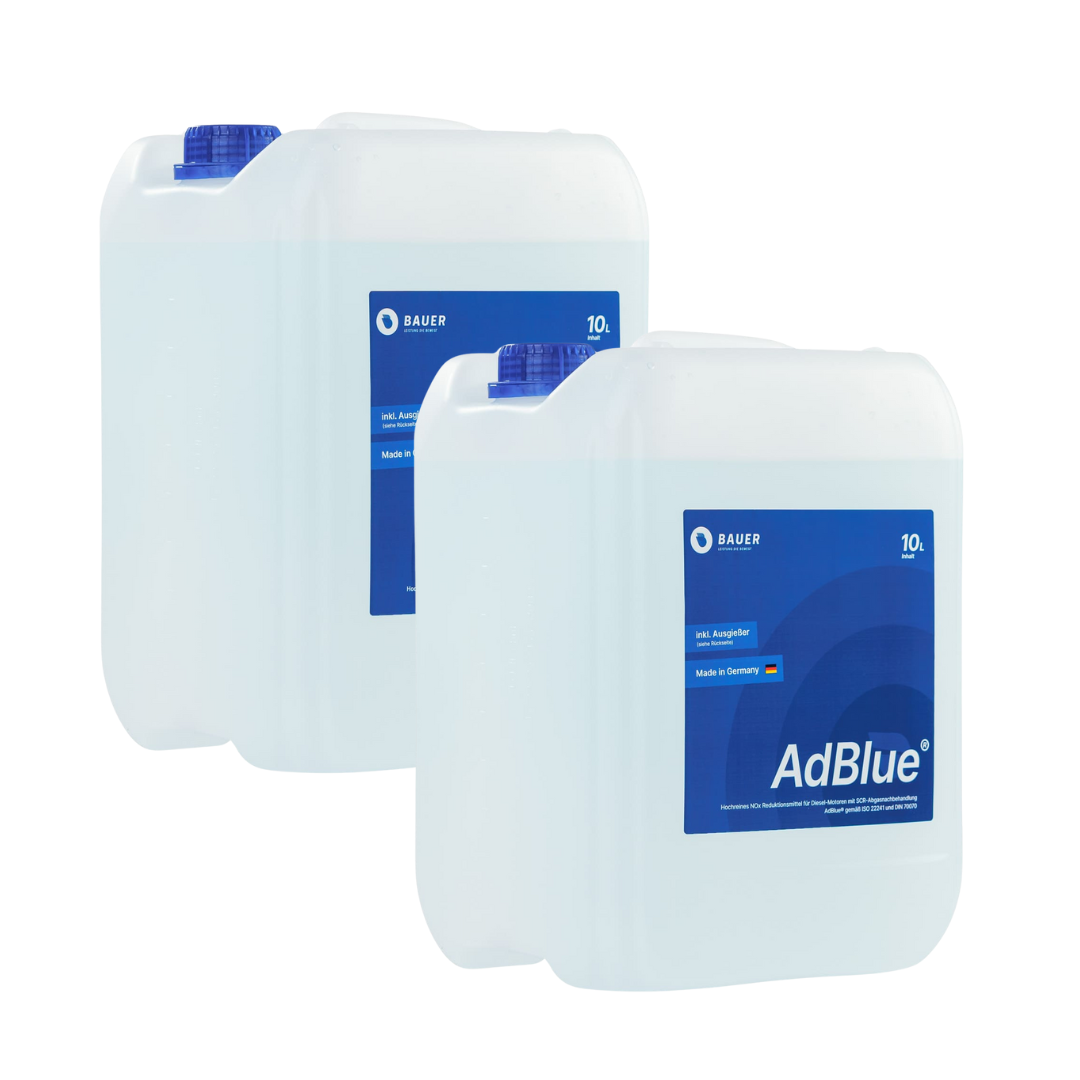 AdBlue® - Kanister mit Flex-Ausgießer - Harnstofflösung gemäß ISO 22241 - 10 Liter / 5 Liter – Bauer Blue