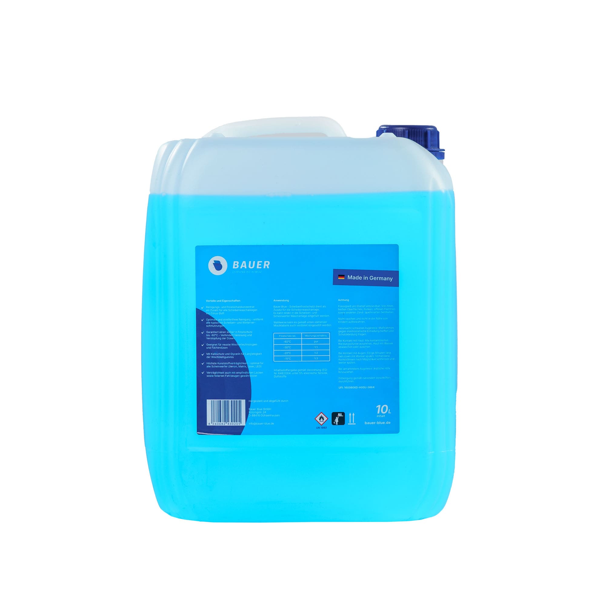 Bauer Blue Windscreen Antifreeze - 5L canister with pourer 